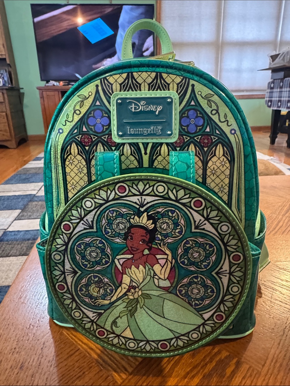 Loungefly Green Tiana Stained-Glass Mini Backpack